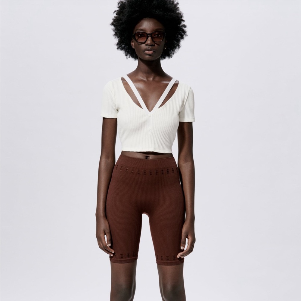 ZARA RIBBED TOP WITH STRAPS